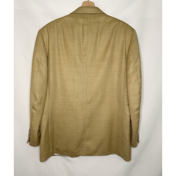Oscar De La Renta Silk Wool Blend Tan Blazer Sport Jacket Lined Men's 42R - Picture 2 of 12